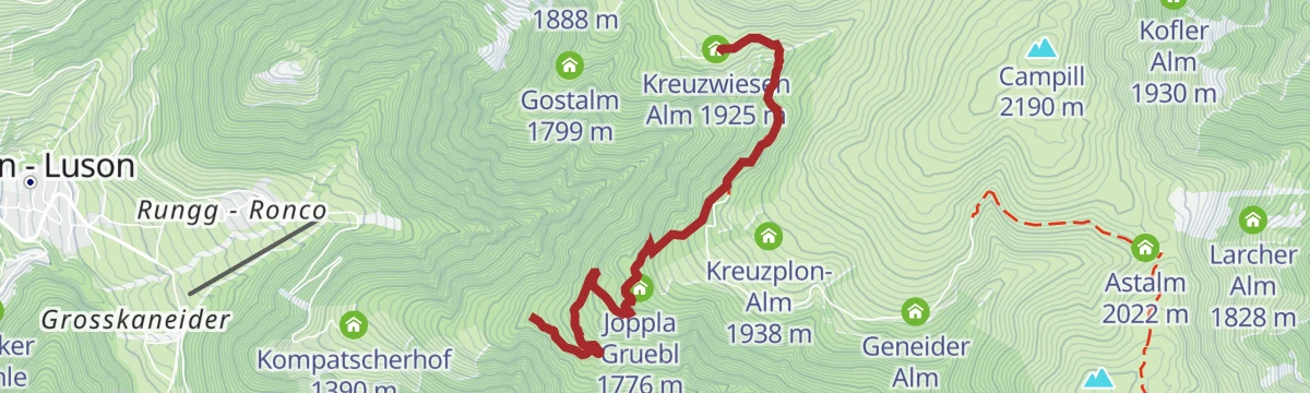 Route map: Hiking Kreuzwiesen Alm